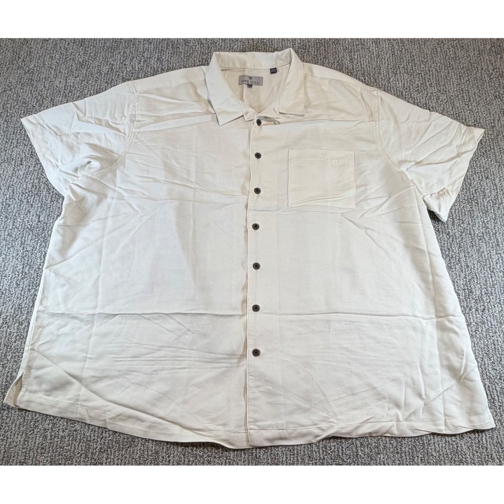 Oak Hill Button Down Shirt Mens 3XL Cream‎ Short Sleeve Textured Rayon Blend